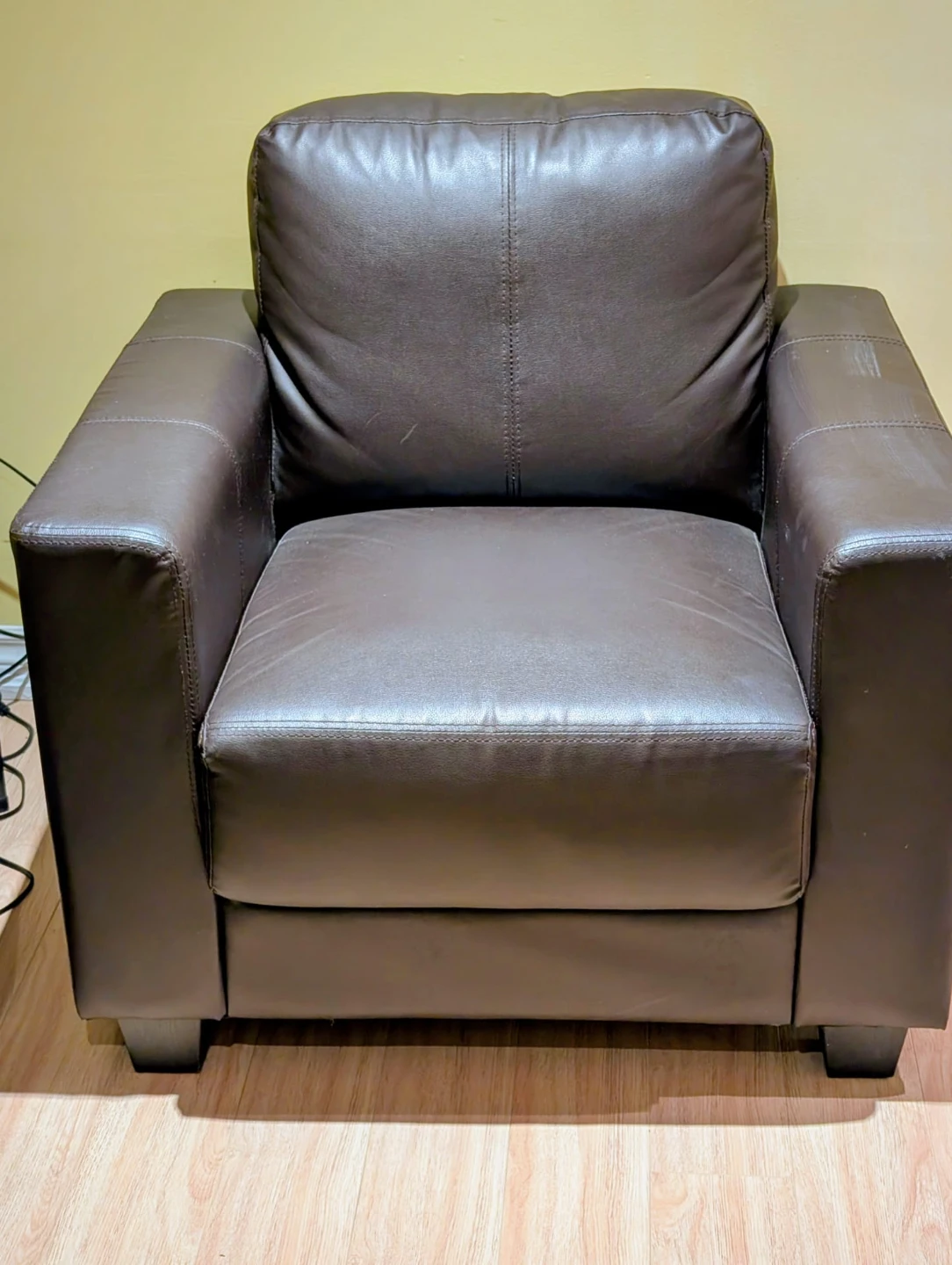 Brown Faux Leather Armchair