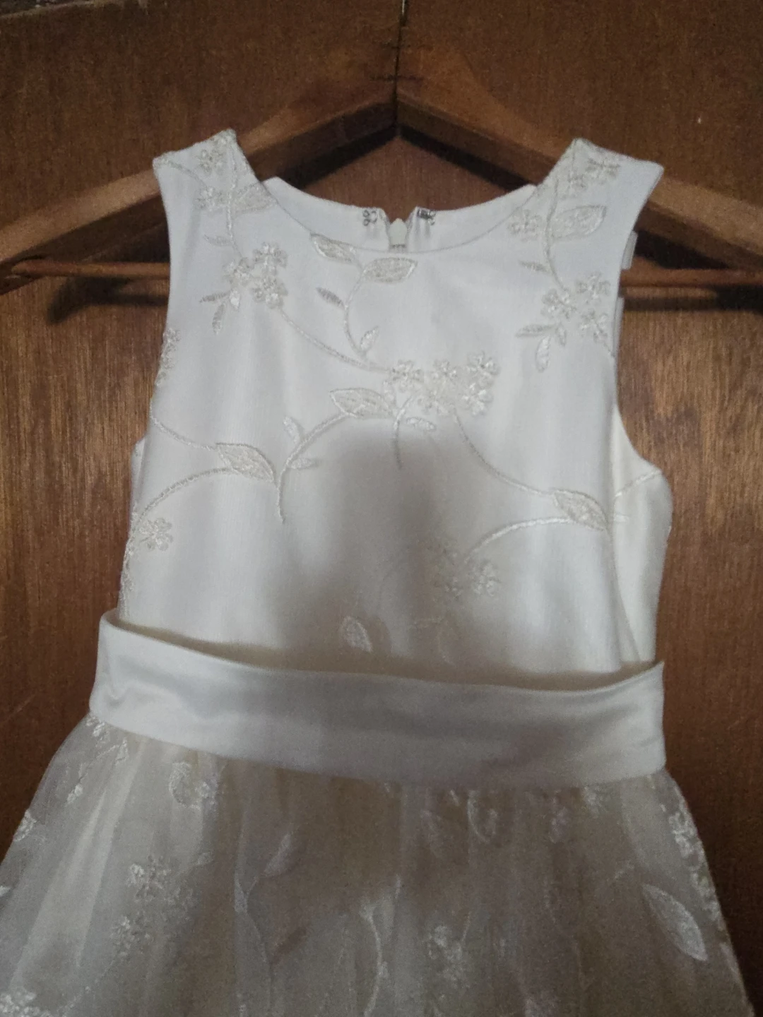 Dessy White Lace Flower Girl Dress