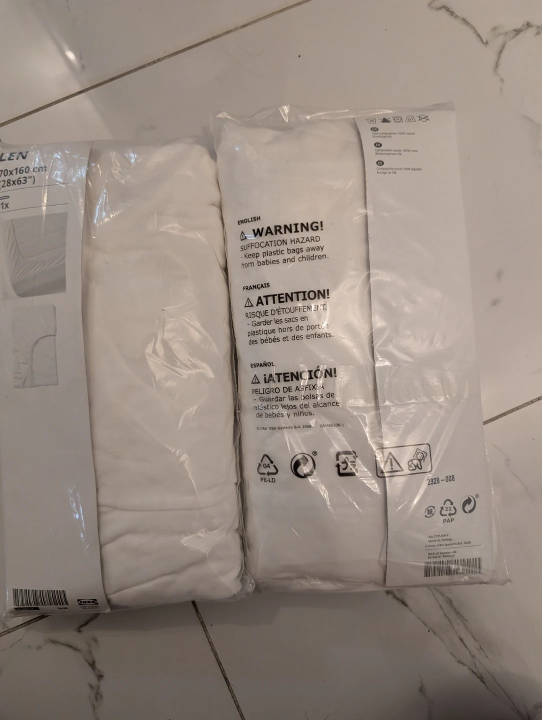 Bnip IKEA LEN Fitted Sheets - 70x160 cm (White) - Set of 2 - photo 5