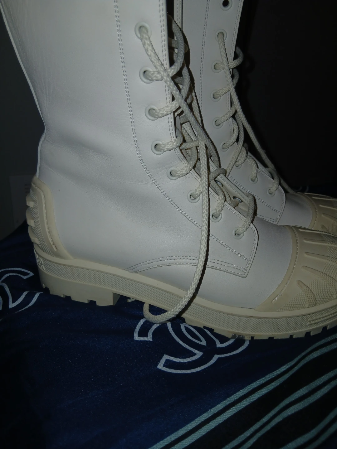 Christian Dior Paris White Lace-Up Combat Boots - photo 3