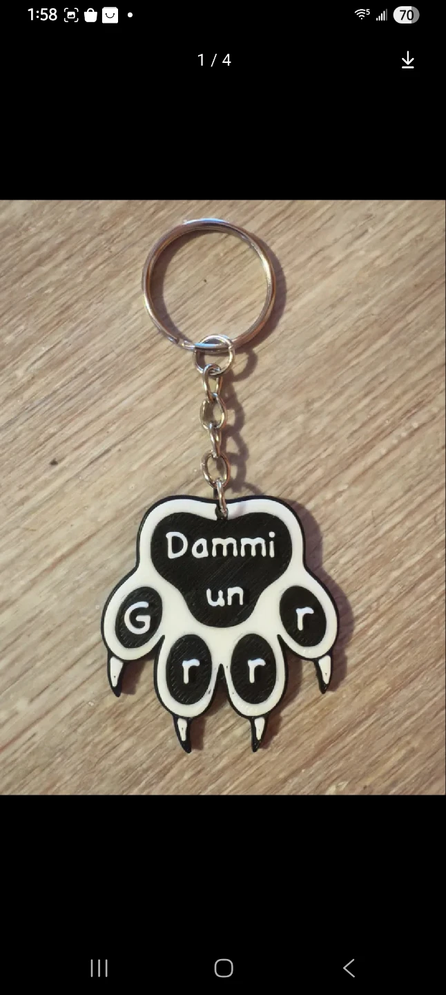 Dammi un grrr Paw Print Keychain