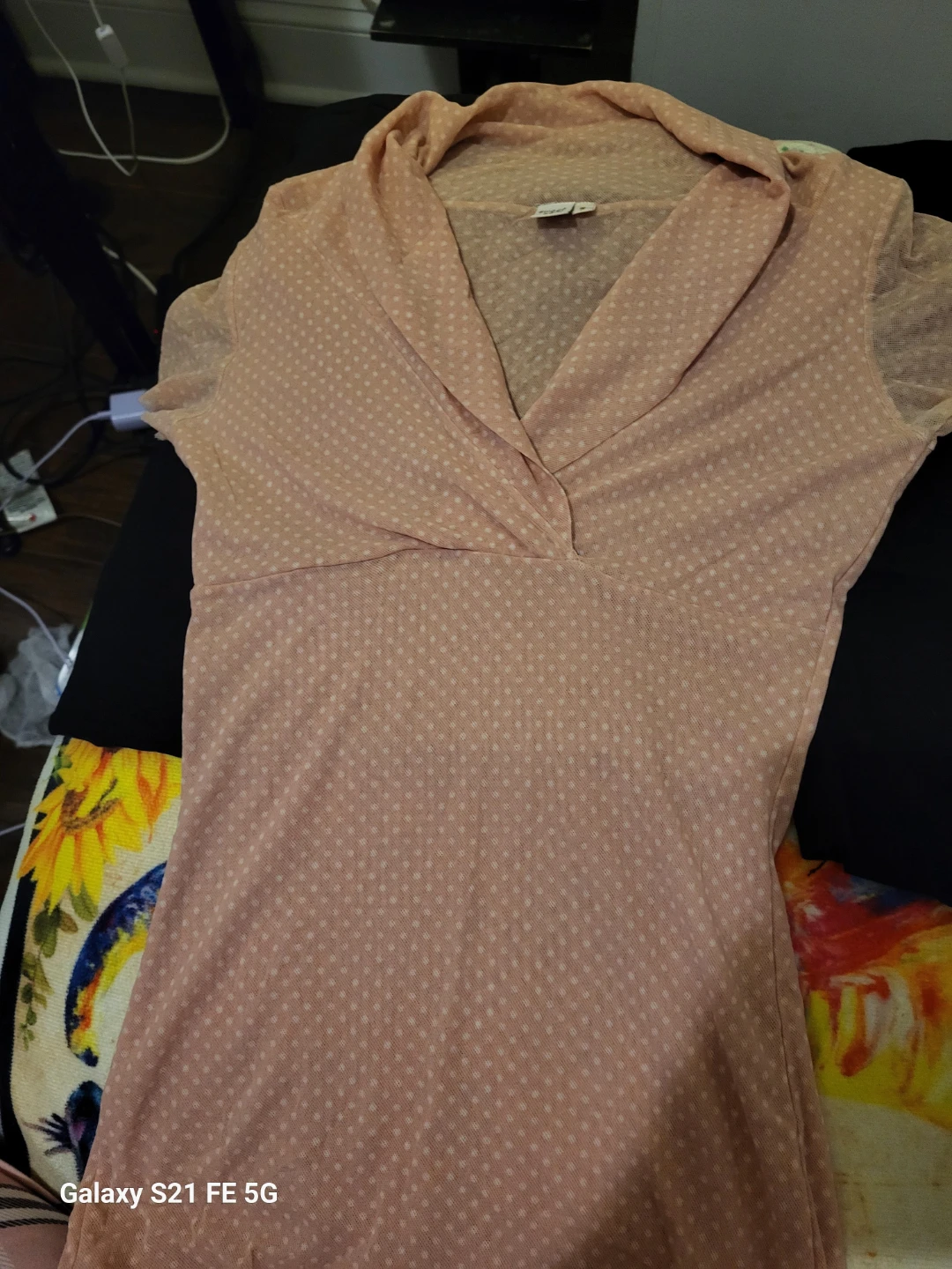 Sweet Pear Polka Dot Collared Top - Size S - photo 2