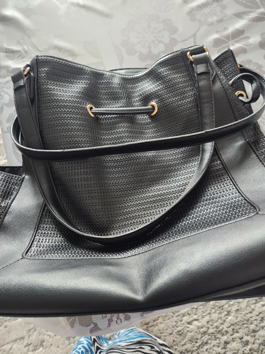 JNY Black Faux Leather Backpack Purse - photo 4