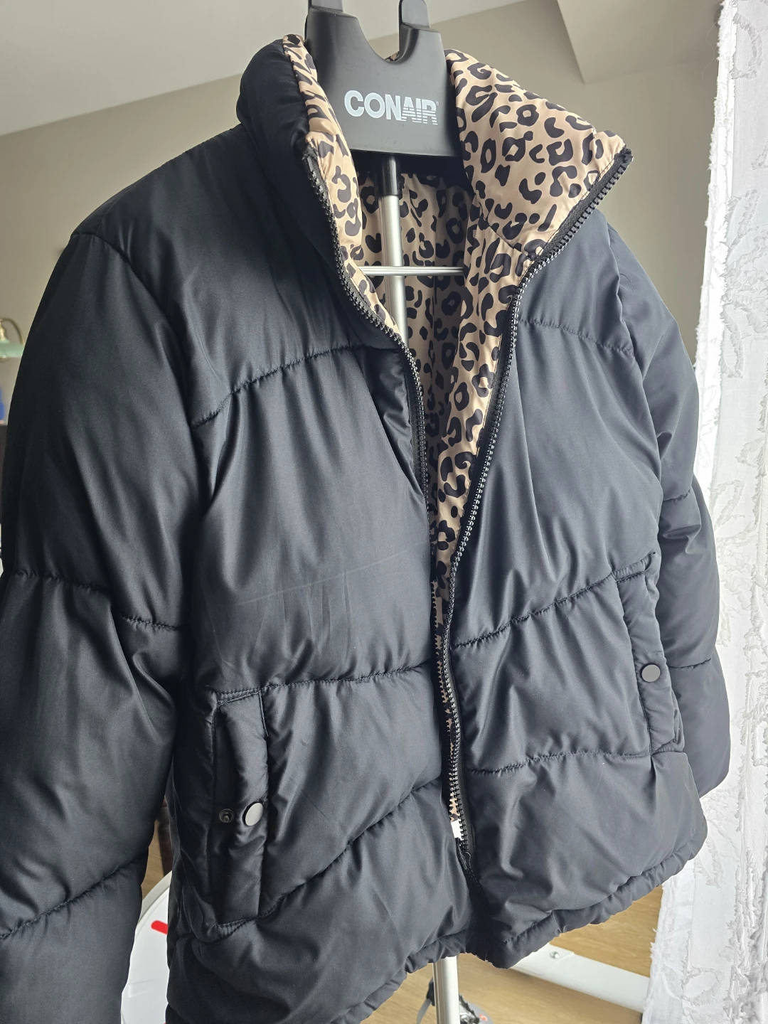 Lily Morgan Leopard Print Puffer Jacket - Size L/G