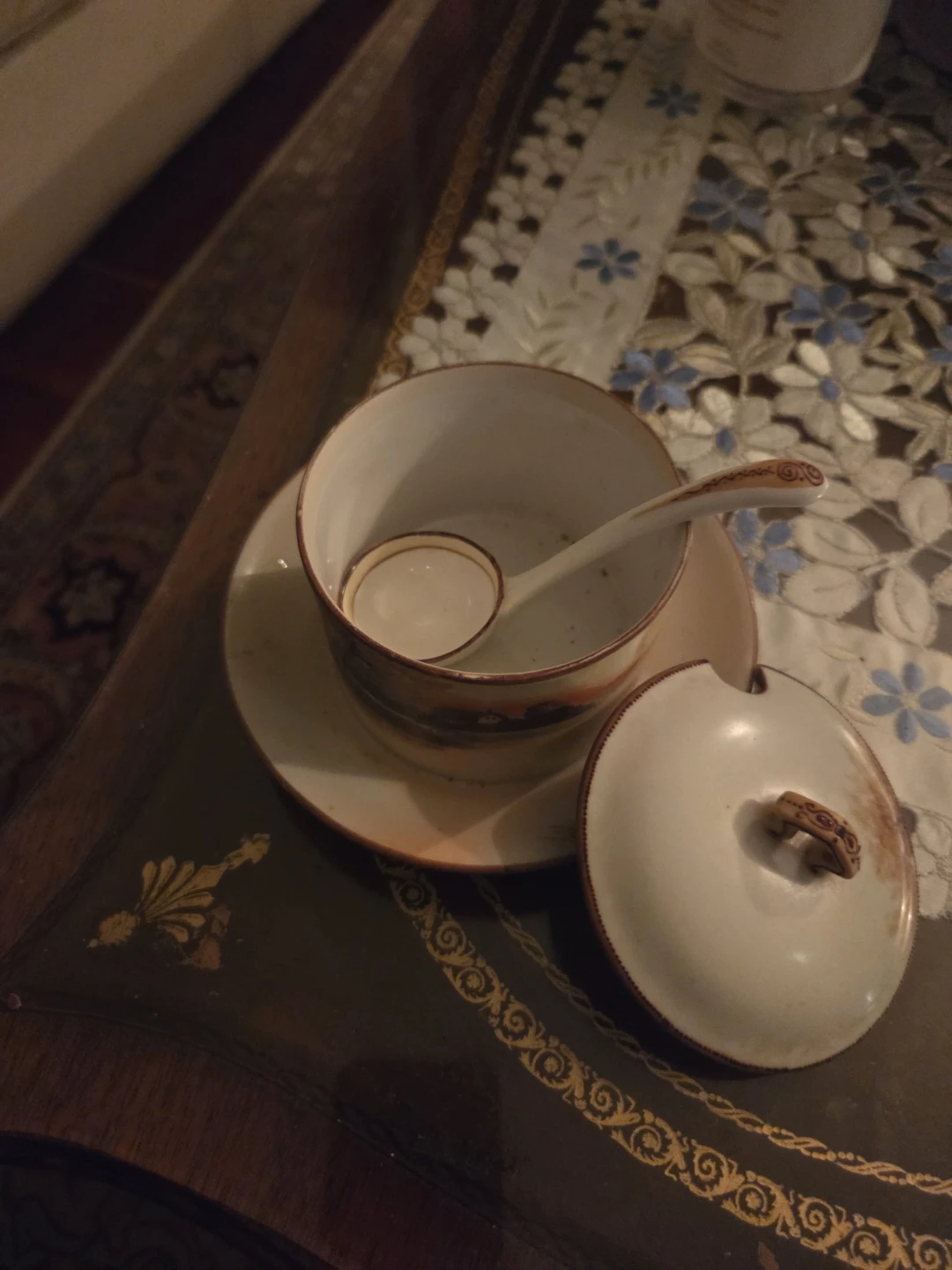 Vintage Ceramic Soup Tureen with Ladle
