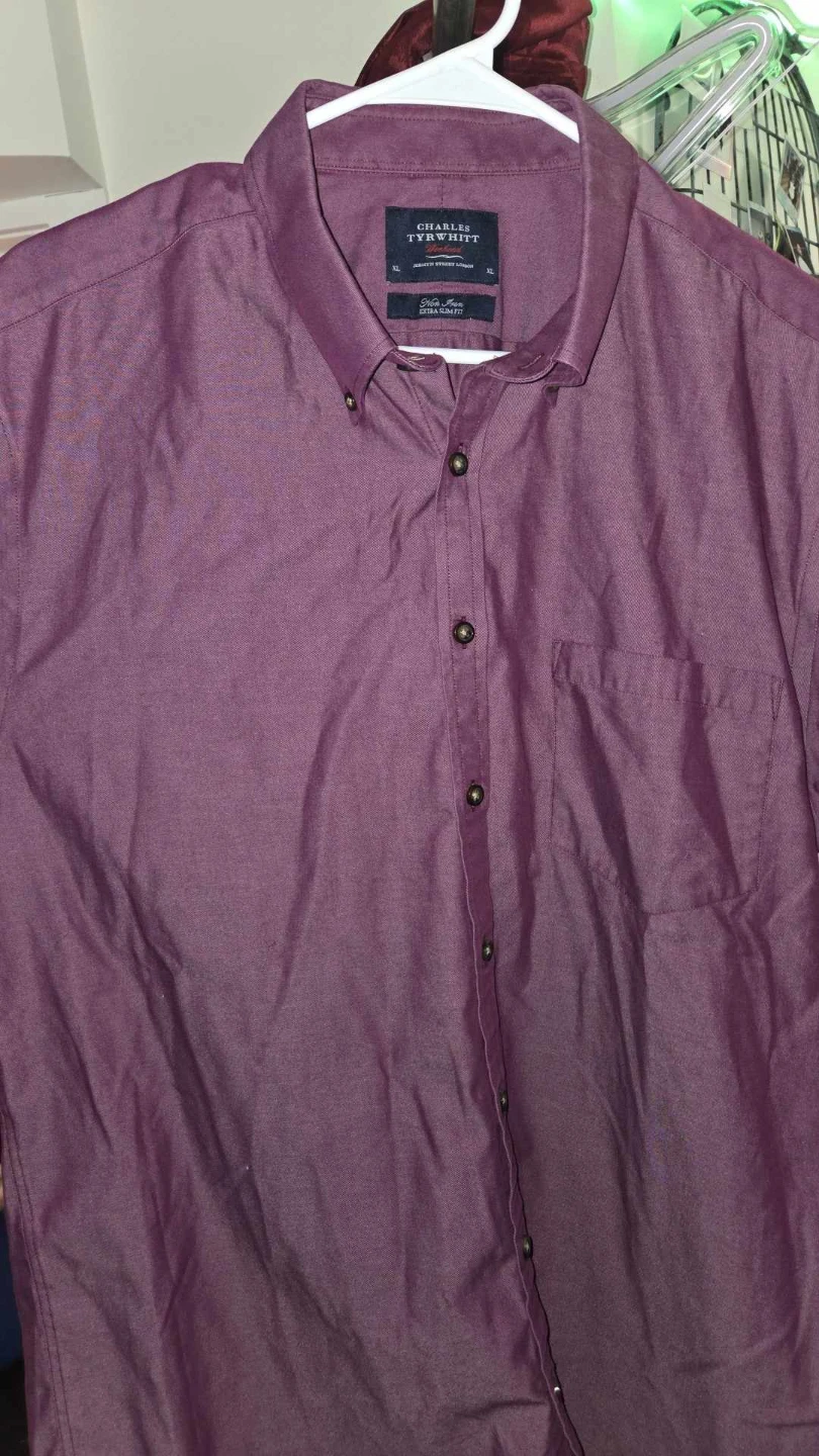 Charles Tyrwhitt Weekend Extra Slim Fit Burgundy Dress Shirt - photo 3