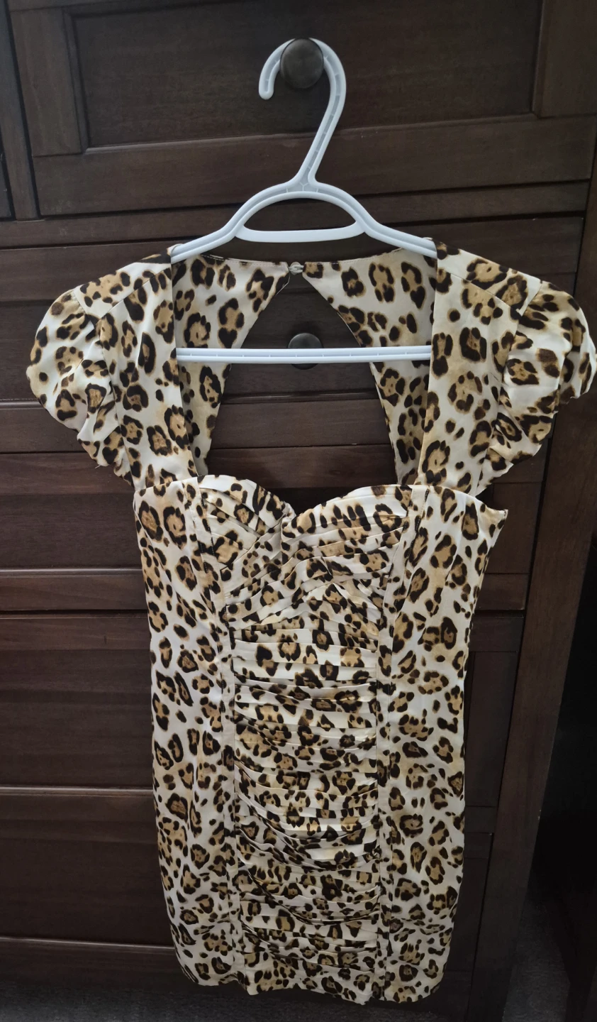Guess Leopard Print Ruched Mini Dress