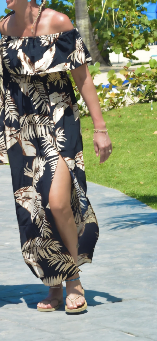 Breezaya Off-the-Shoulder Tropical Maxi Dress