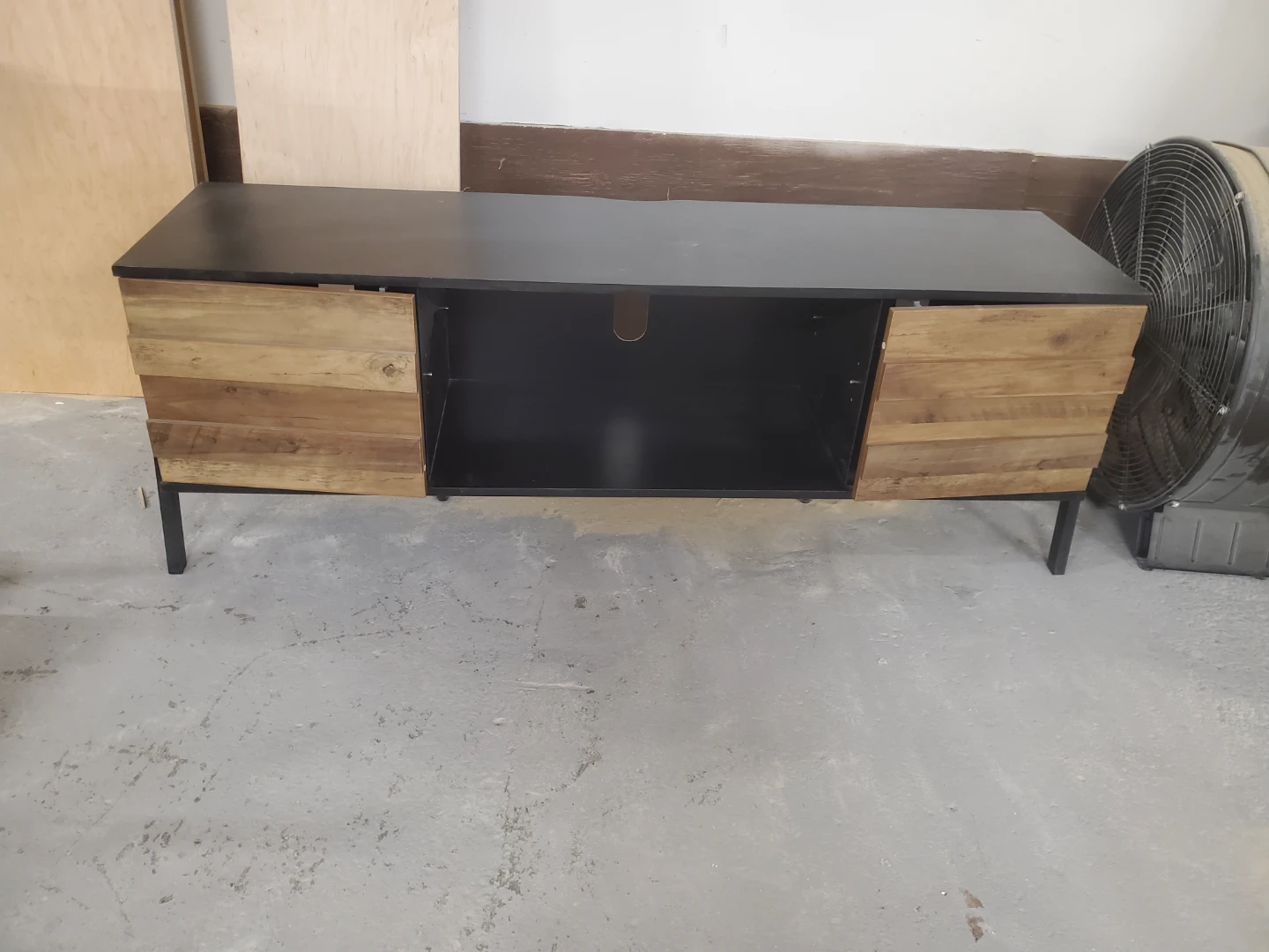 Wood and Black TV Stand Media Console - photo 2