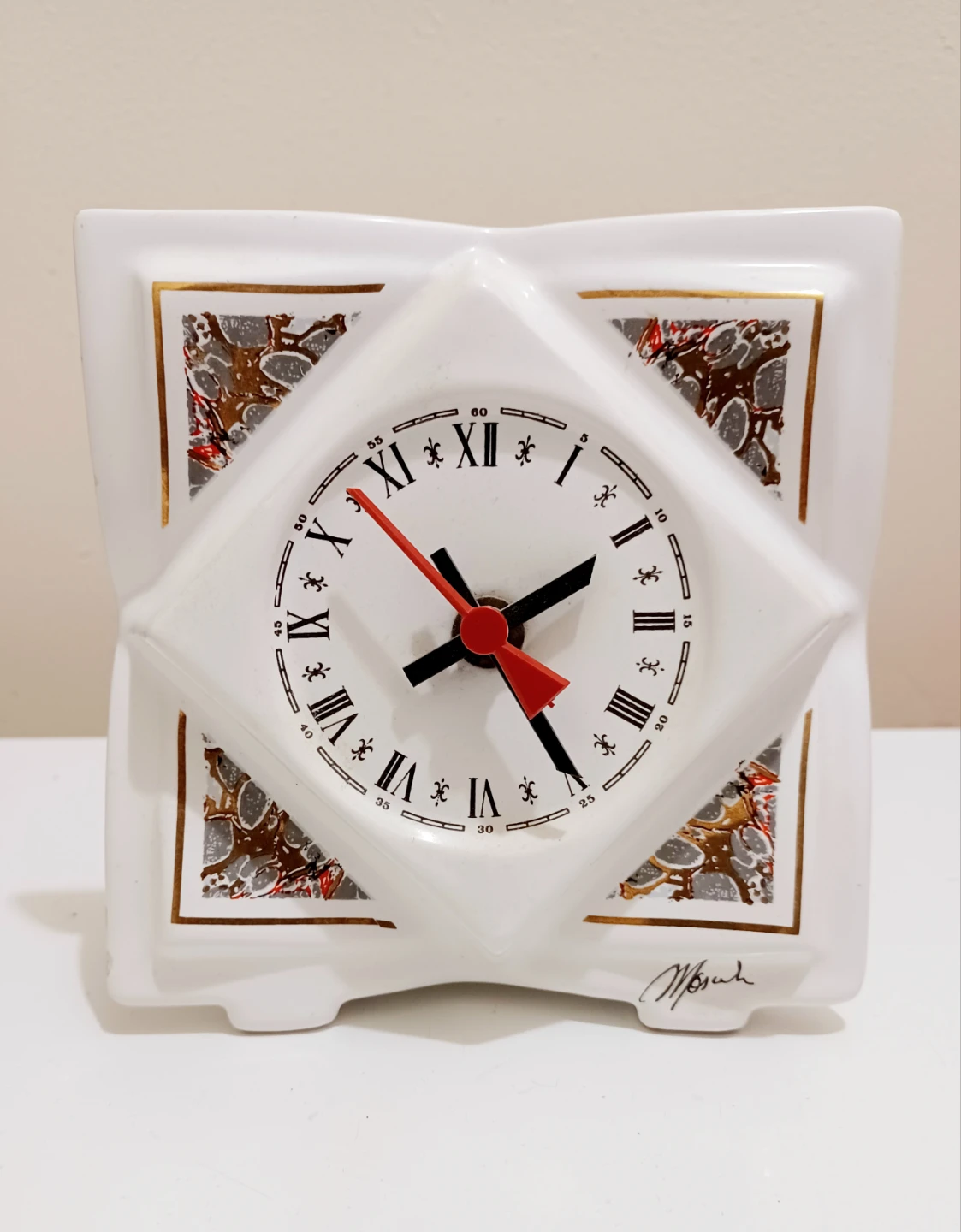 MCM Signed Moses Ceramic Clock
