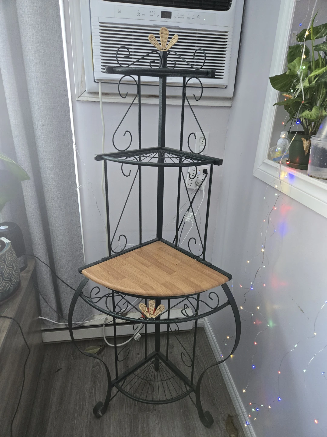 Metal and Wood Corner Shelf