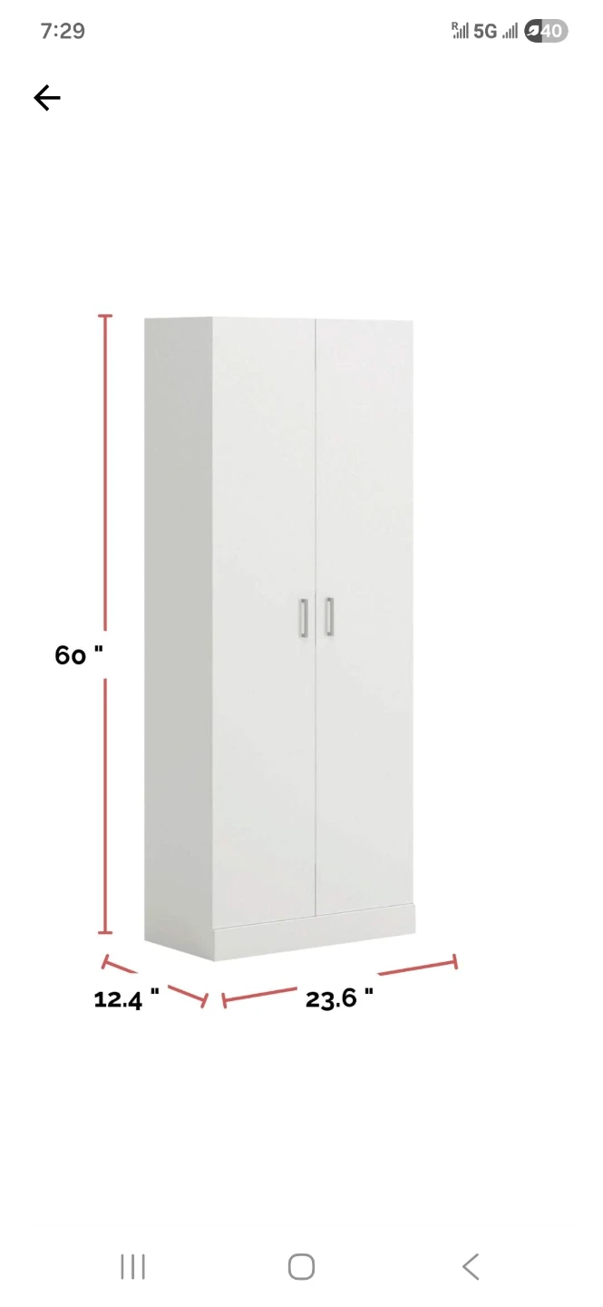 White Double Door Storage Cabinet - 60" H x 23.6" W x 12.4" D