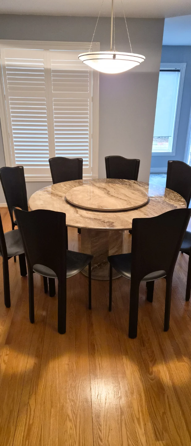 Round Marble Dining Table with Lazy Susan (8 seater)