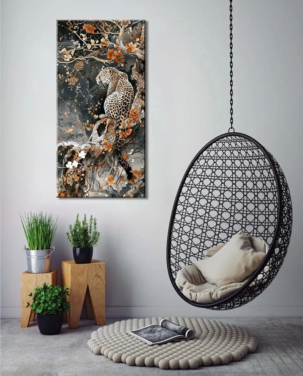 Large 24x48 Leopard Wall Art – Framed Canvas – Ready to Hang - photo 2