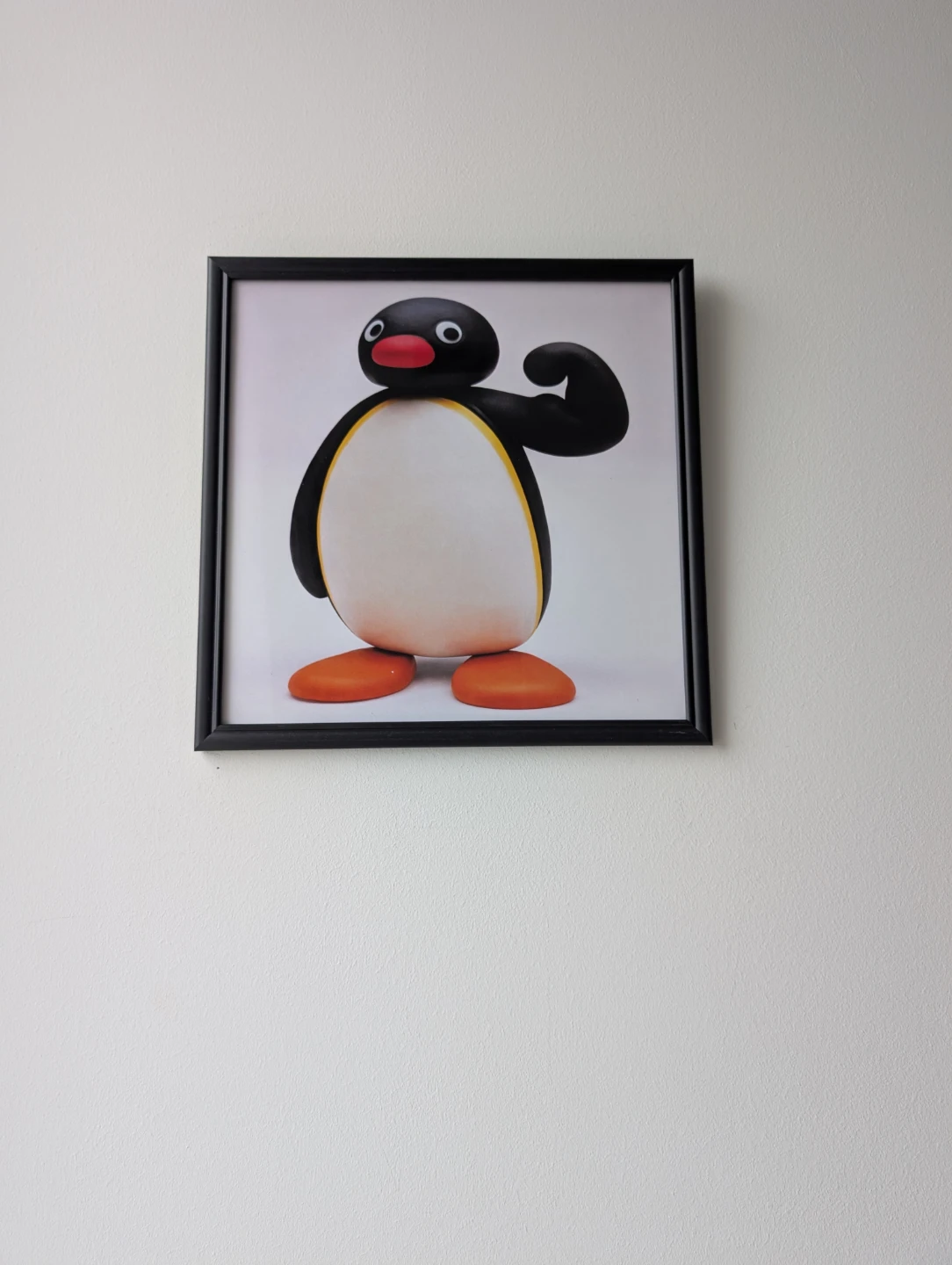 Framed Pingu flexing Print in black frame, strong penguin - photo 4