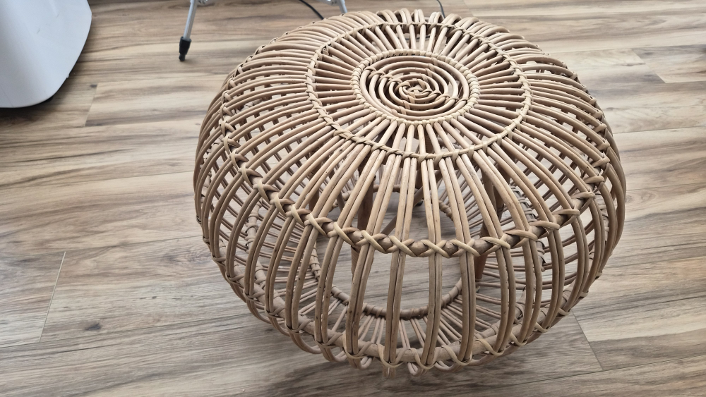 Rattan Ottoman with Glass Top - photo 2