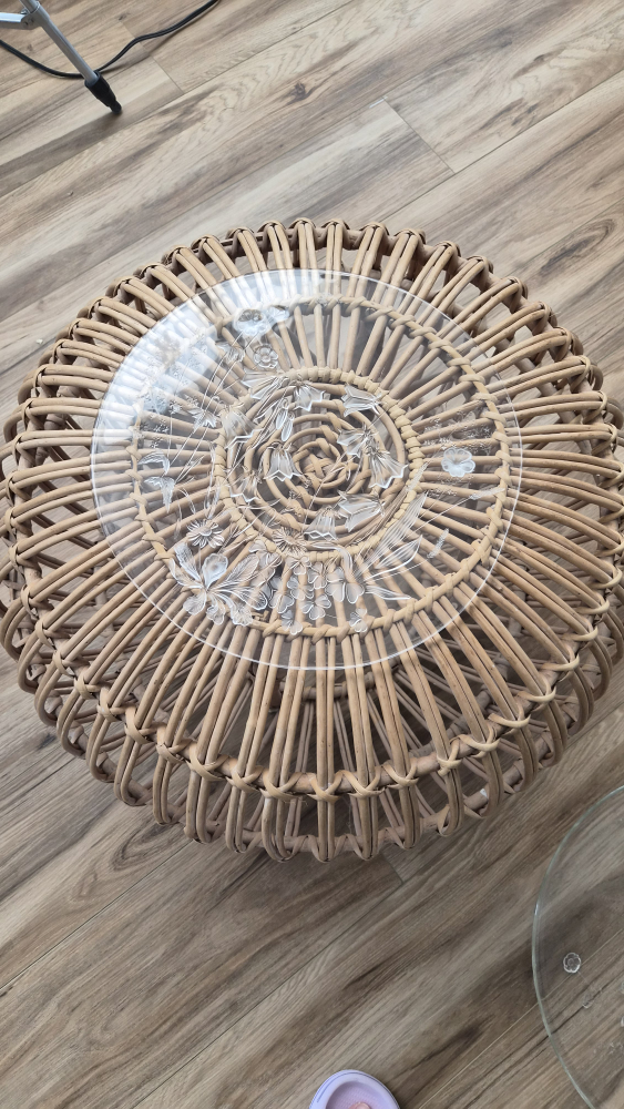 Rattan Ottoman with Glass Top - photo 3