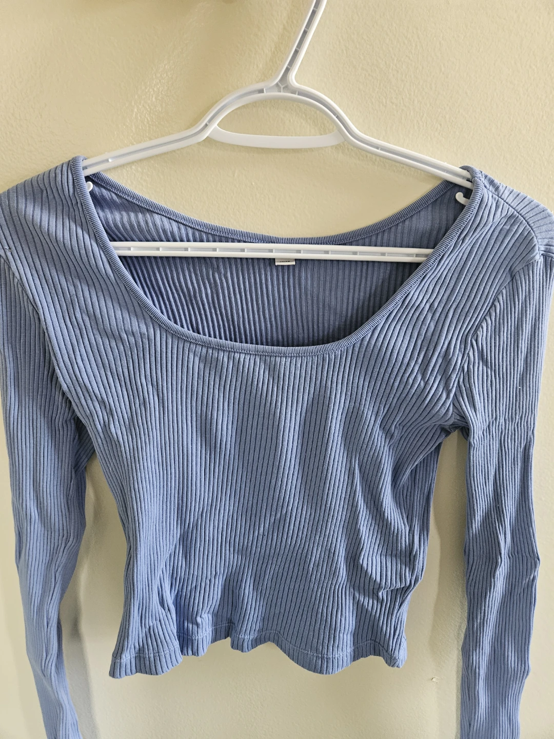 UNIQLO Ribbed Long Sleeve Crop Top - Blue - XS/TP - photo 4