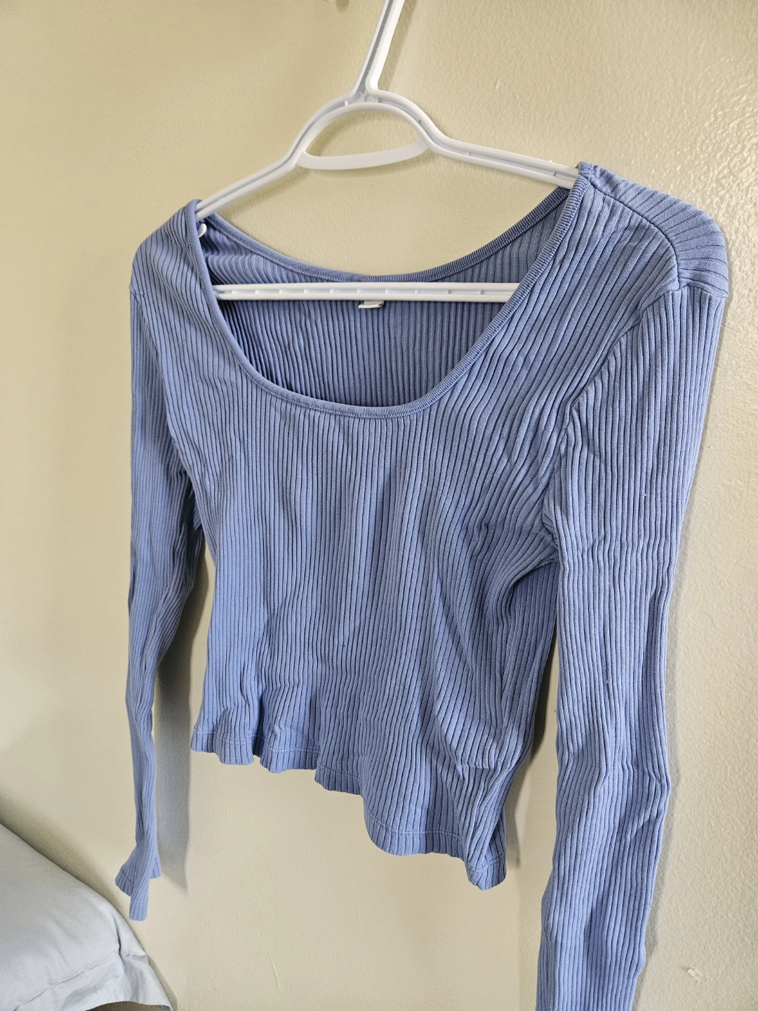 UNIQLO Ribbed Long Sleeve Crop Top - Blue - XS/TP - photo 5