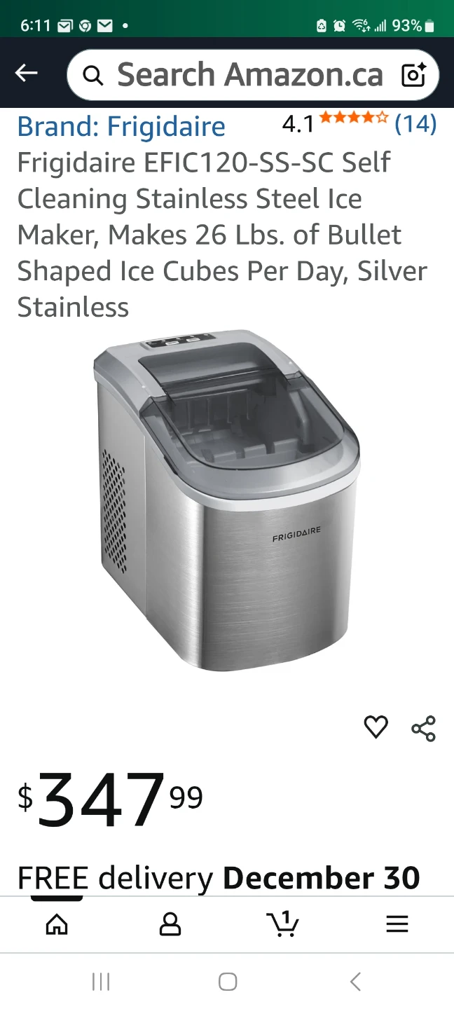 Frigidaire EFIC120-SS-SC Stainless Steel Ice Maker