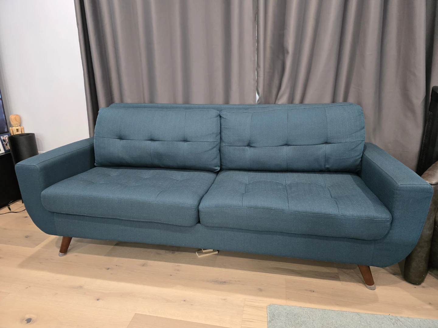 Teal Fabric Loveseat Sofa