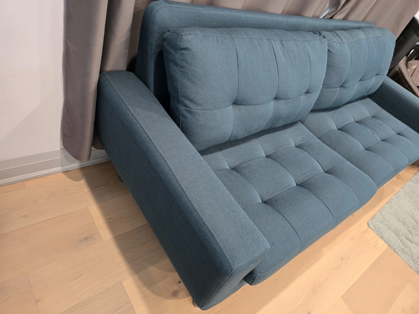 Teal Fabric Loveseat Sofa - photo 2