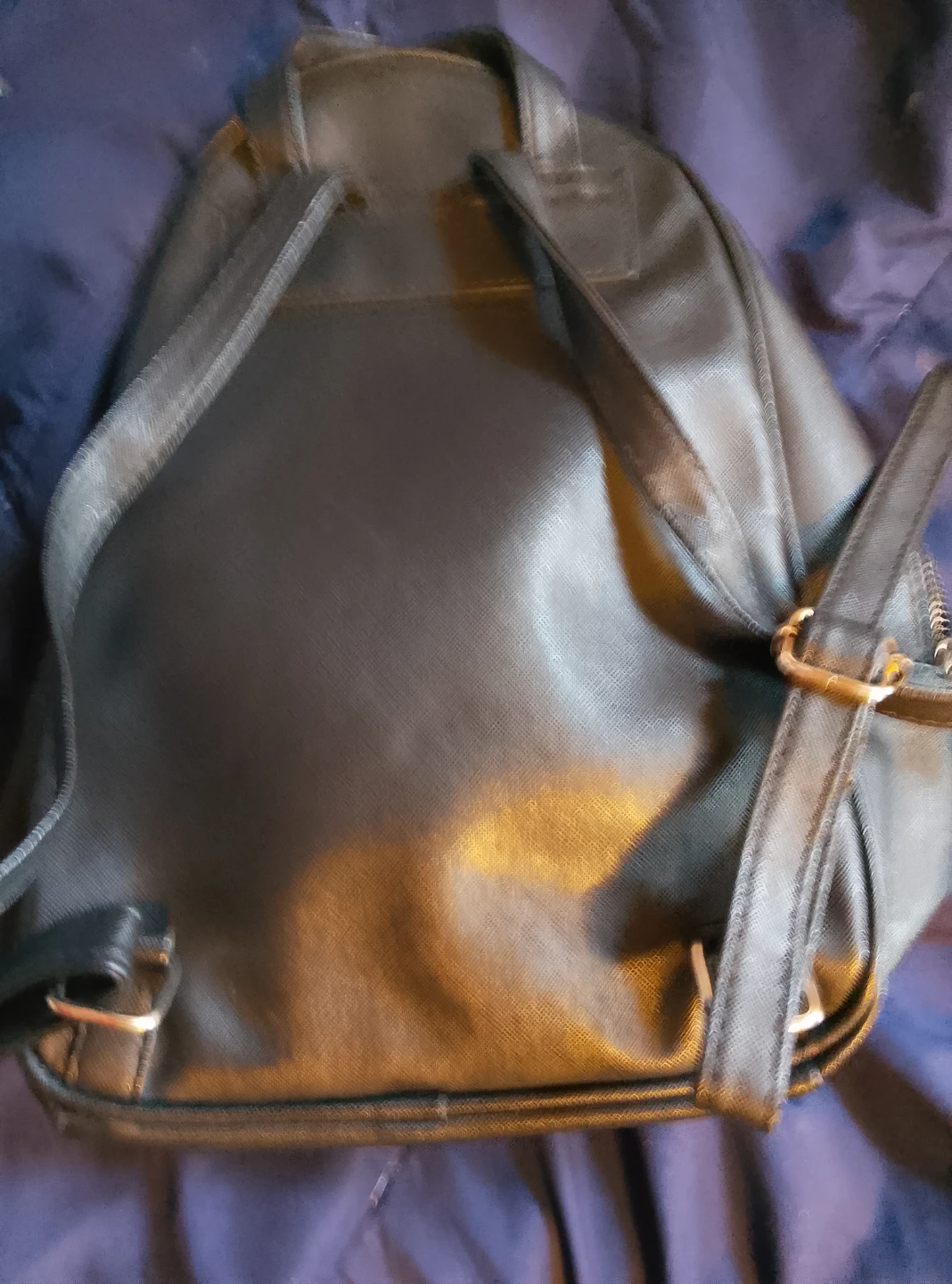 Black Faux Leather Mini Backpack - photo 3
