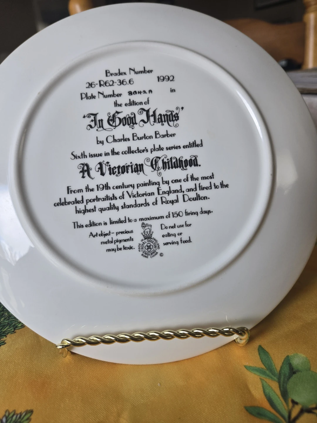 Royal Doulton "In Good Hands" Collector Plate 1992 - photo 2