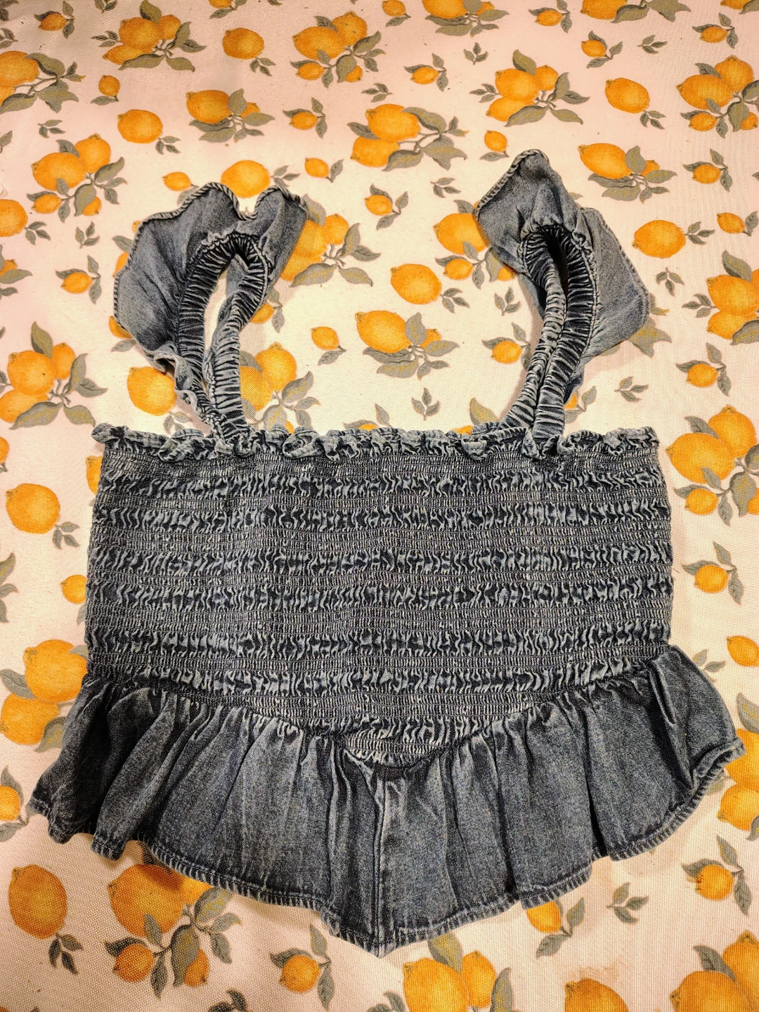 Smocked Denim Tank Top small