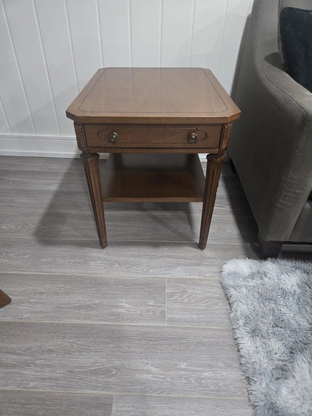 Vintage Wood End Table with Drawer