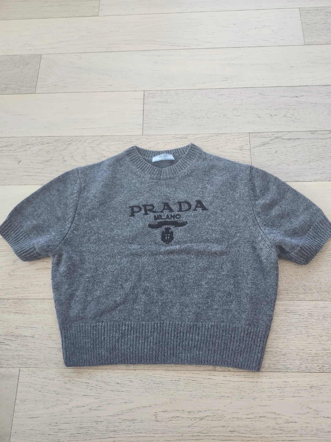 Prada Milano Grey Short Sleeve Knit Sweater