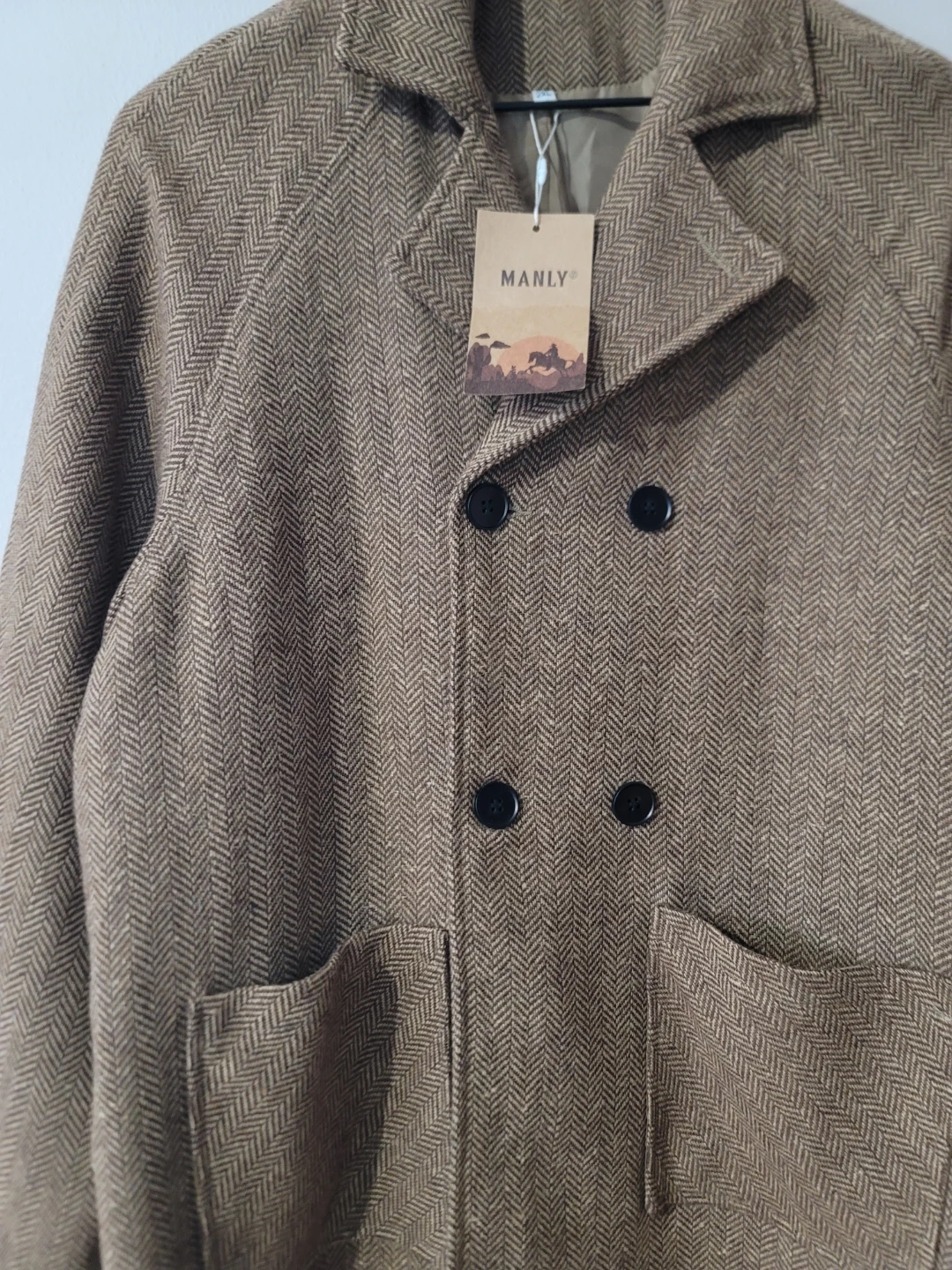 Herringbone Jacket Cotton-Linen Quiet Luxury Sz 2XL New Minimal - photo 5
