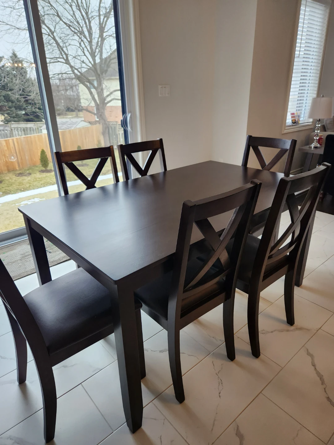 Dark Wood Dining Table Set with 6 Chairs - photo 3