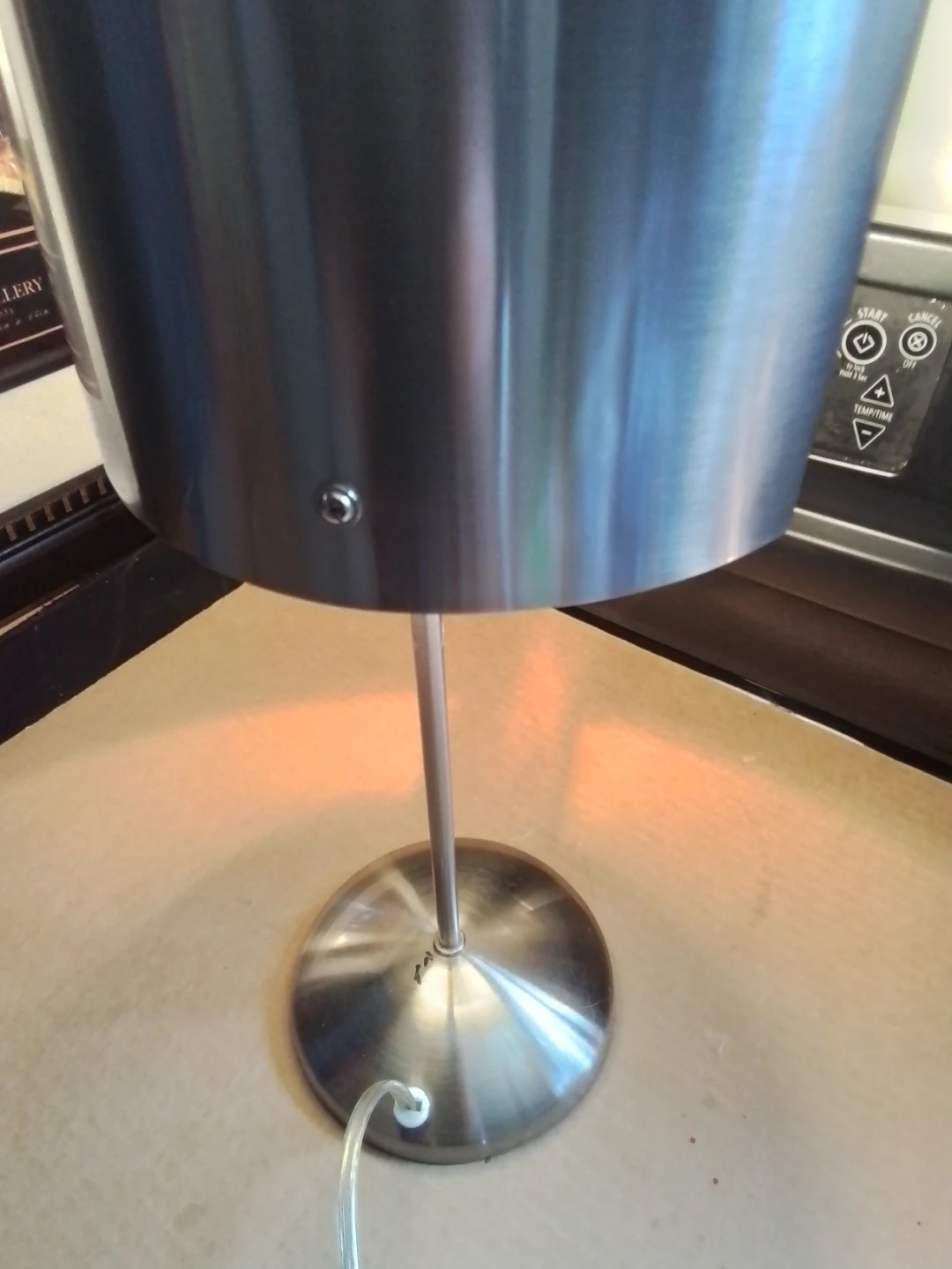 Vintage Modern Brushed Steel & Frosted Glass Table Lamp - photo 2