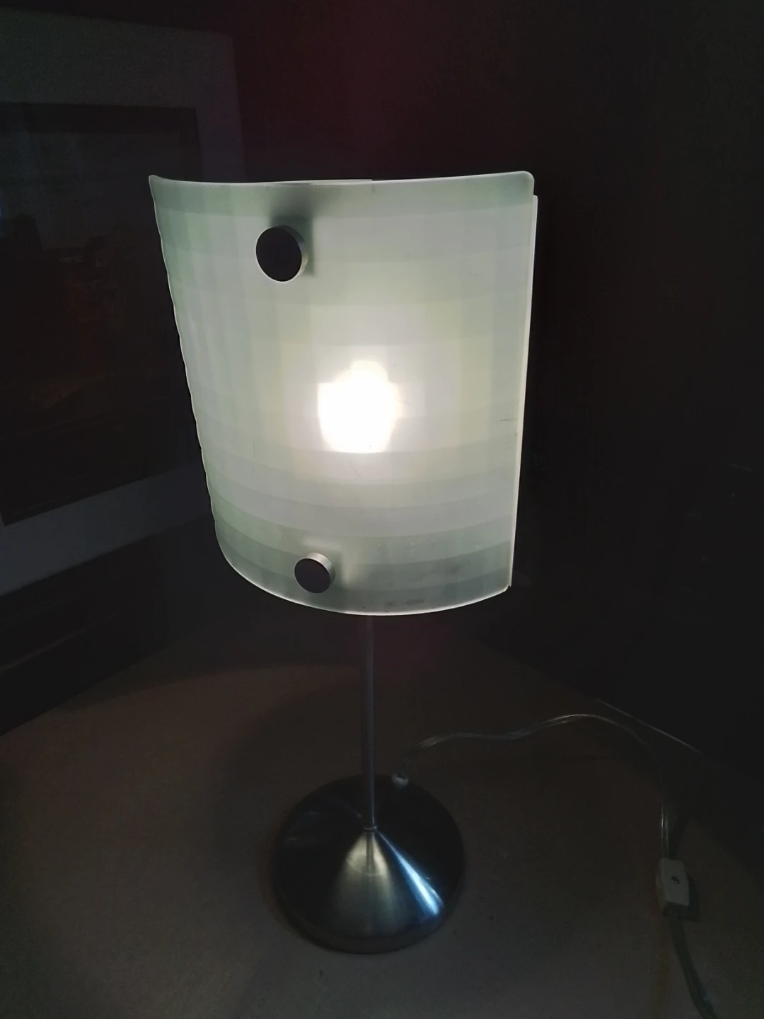 Vintage Modern Brushed Steel & Frosted Glass Table Lamp - photo 3