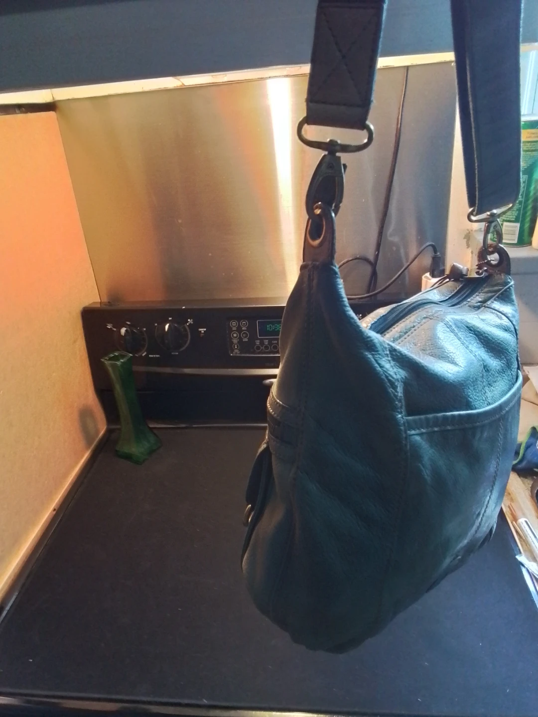 Fossil Morgan Traveler Green Leather Messenger Bag - photo 3