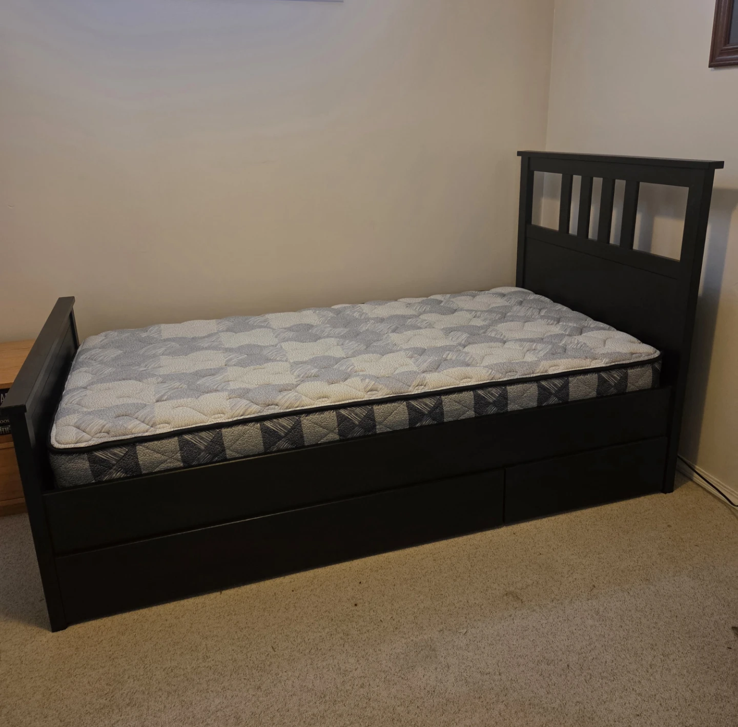 Black Twin Bed Frame with Storage Drawers