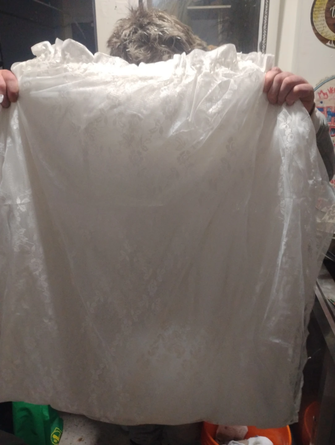 White Lace Shower Curtain