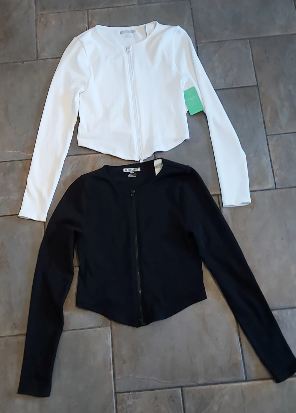 Forever 21 Zip-Up Cropped Cardigans (White & Black)
