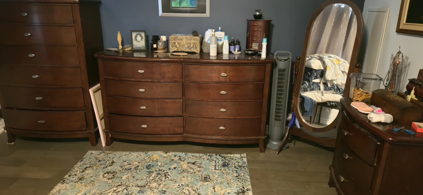 King size sleigh bedroom suit rosewood. $2500. or best offer