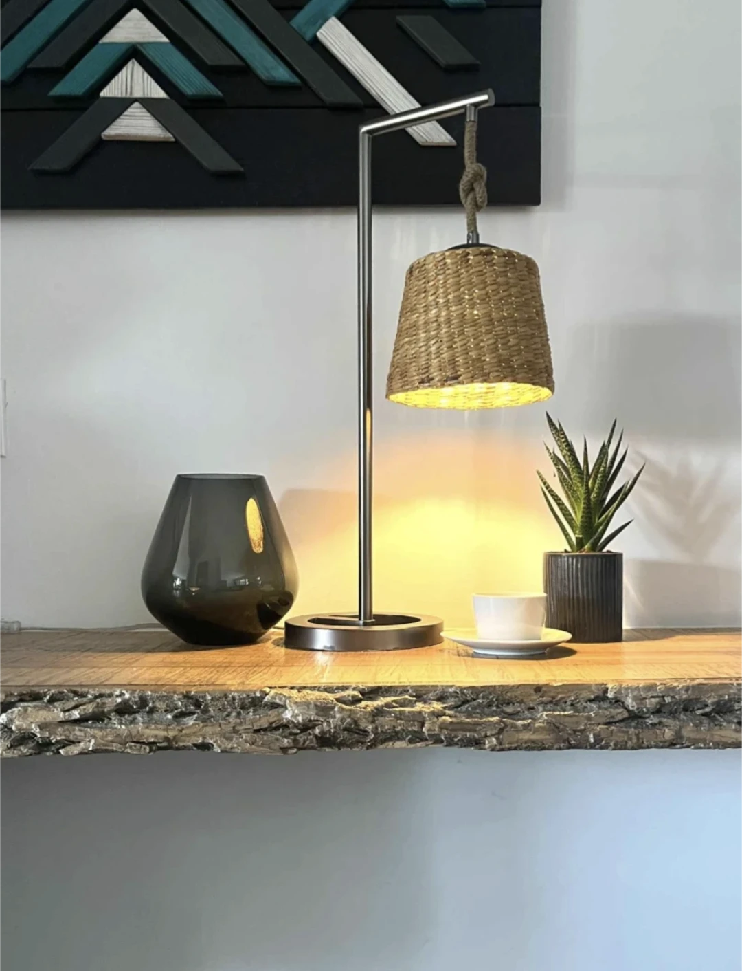 Handwoven Hanging Basket Lamp - photo 2