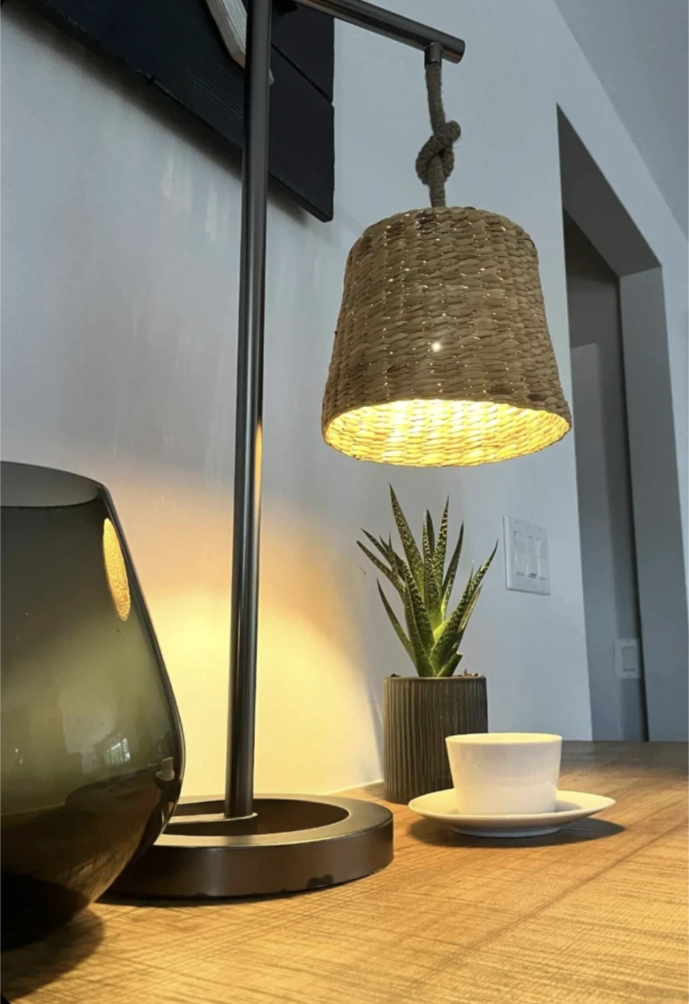 Handwoven Hanging Basket Lamp - photo 4