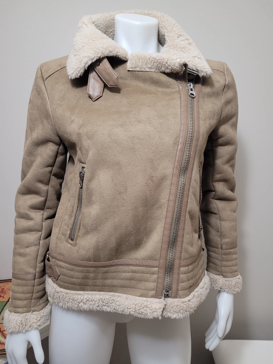 🧡 Suede Shearling Lined Moto Jacket - photo 3