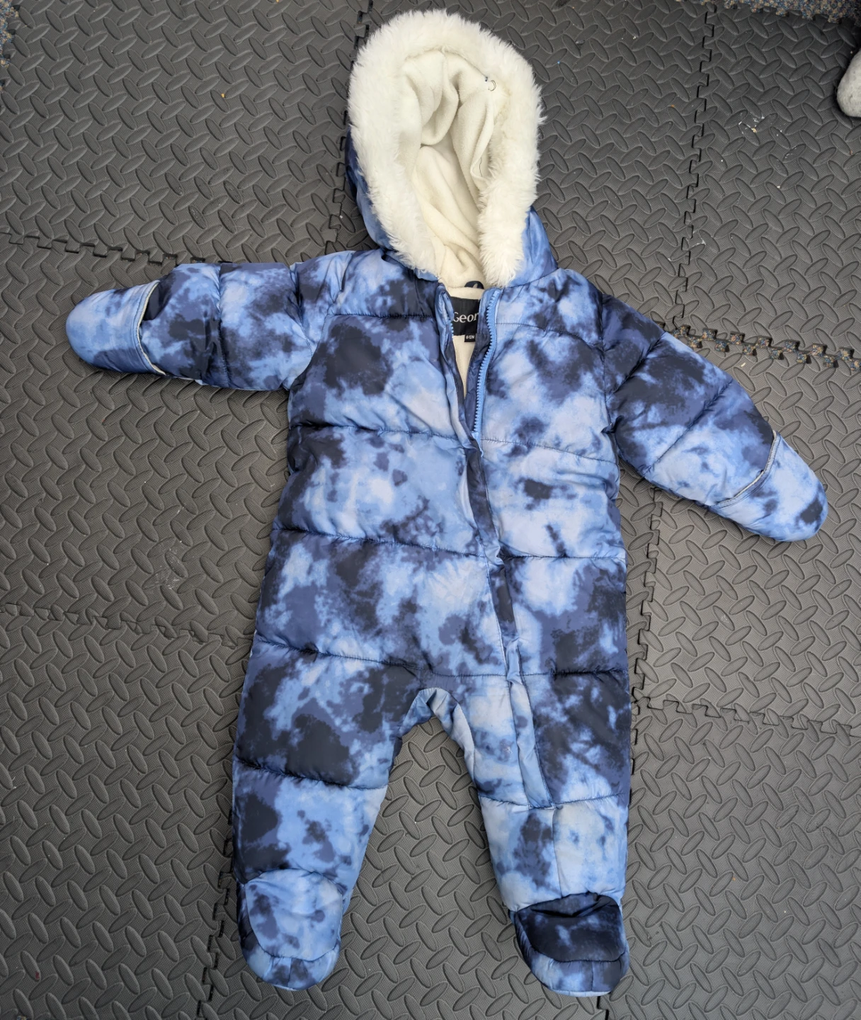 George Baby Snowsuit 6-12 Months Blue Tie-Dye