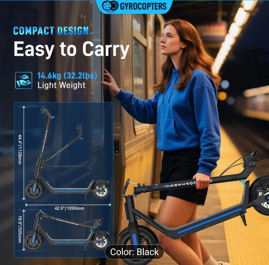 Gyrocopters FlashX Electric Scooter - Black - photo 4