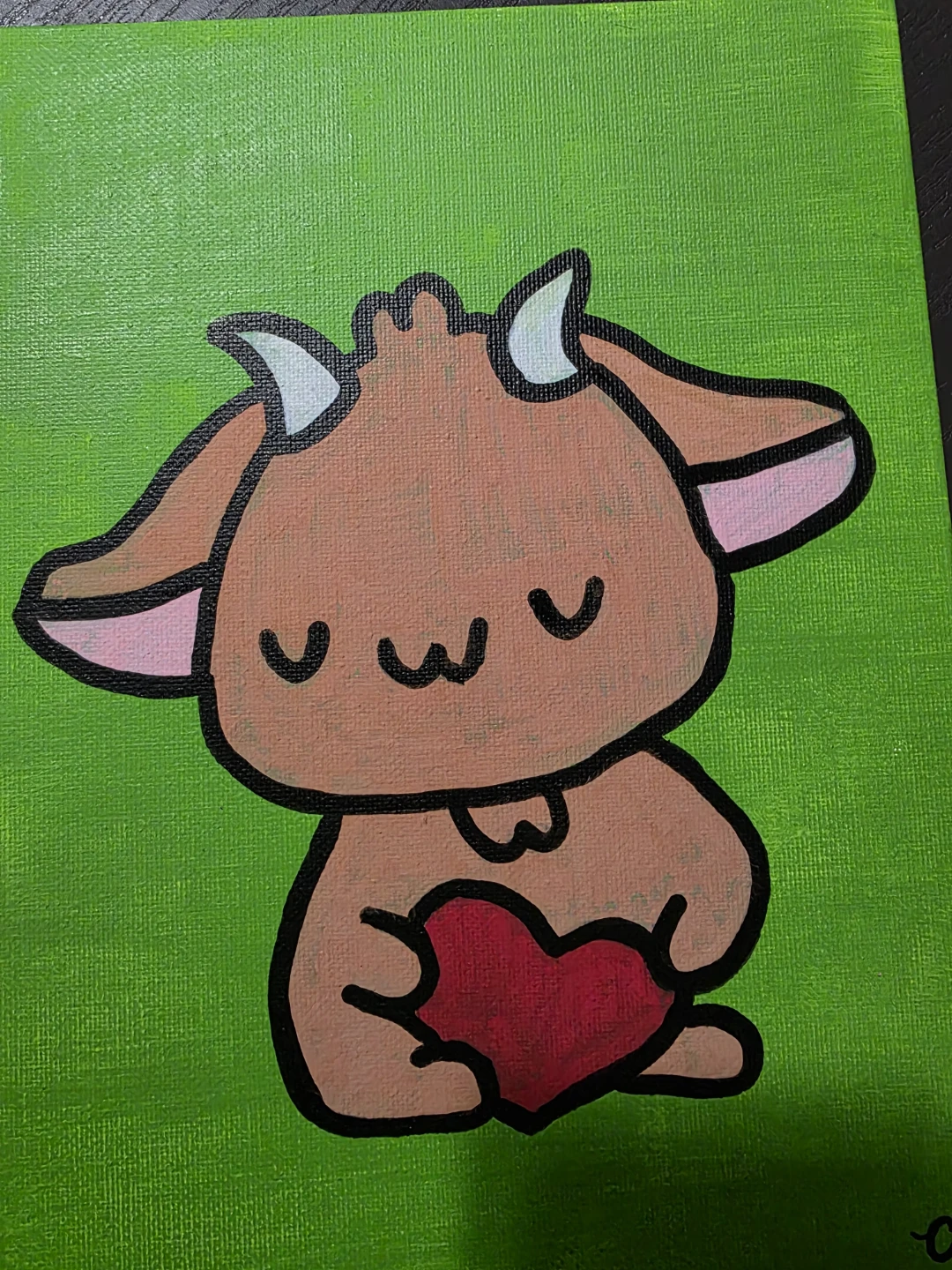 Cute Goat Holding Heart Painting