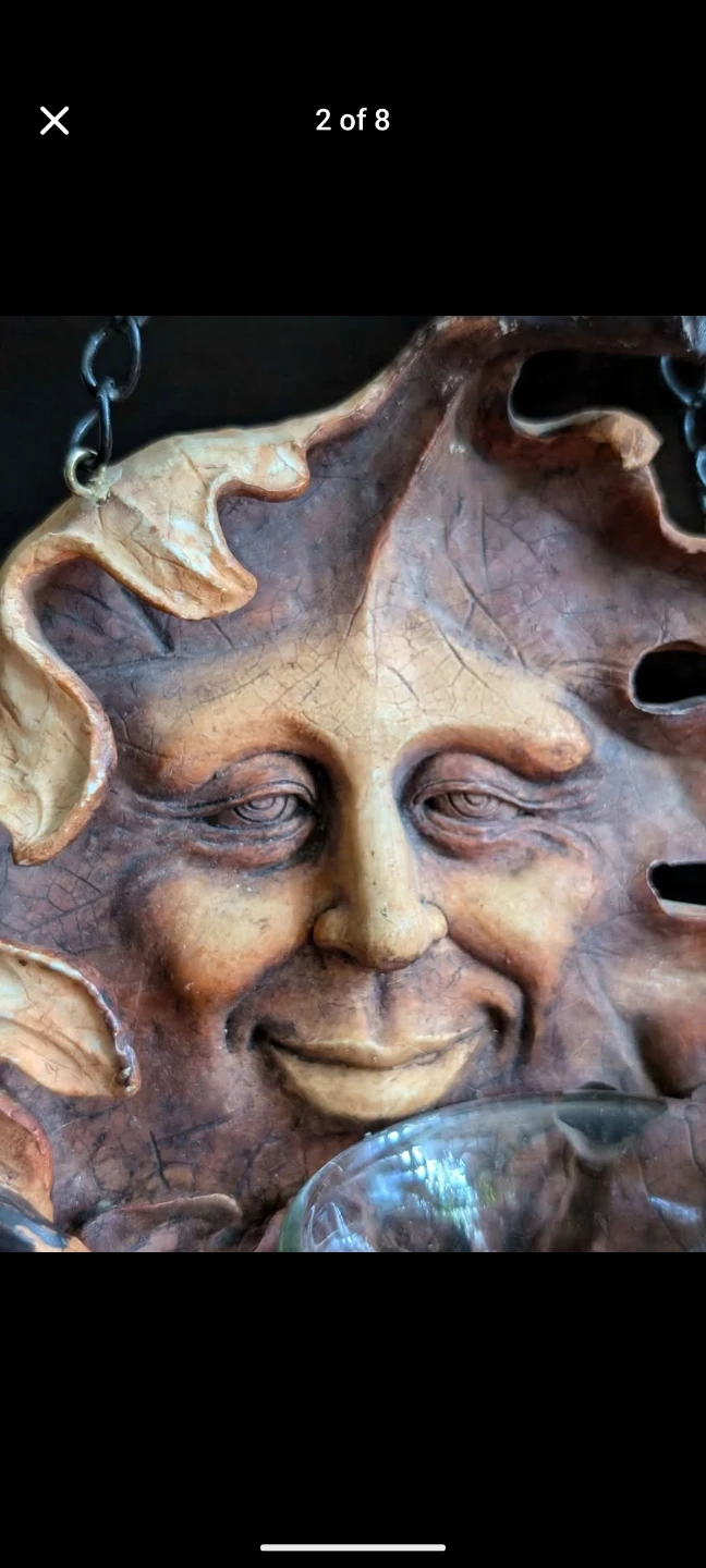 Whimsical spirit leaf Face Tea Light Holder Wall Decor - photo 2