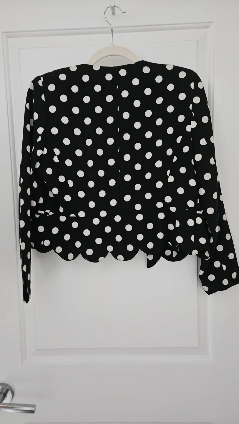 Size 6, Black and White Polka Dot Short Blazer (UK Size 10) - photo 2