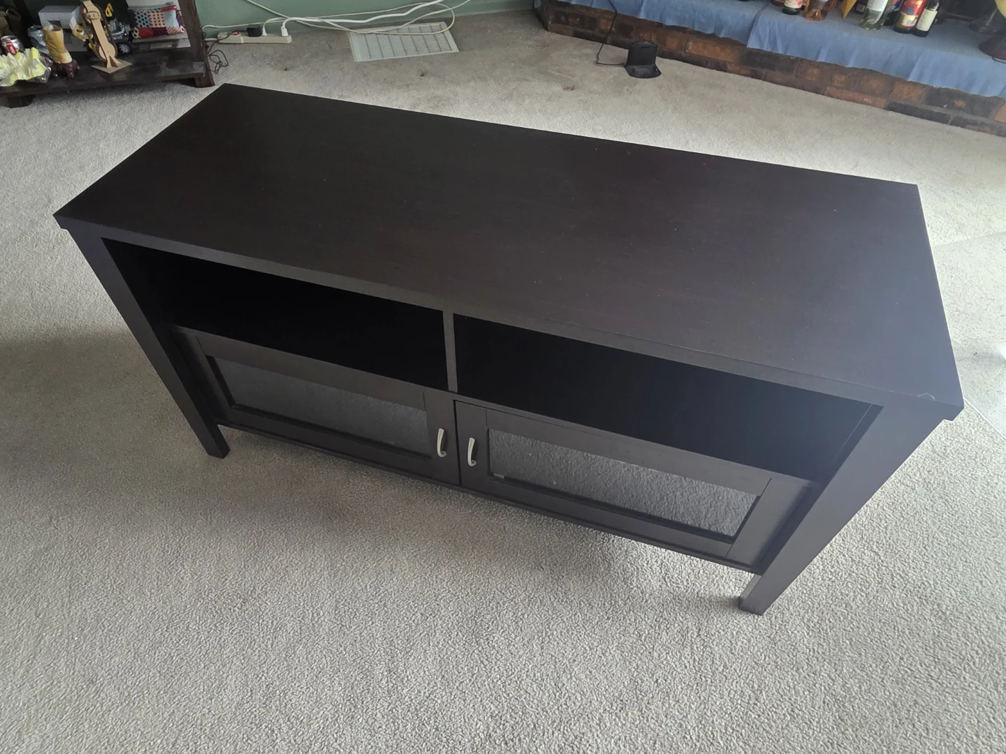 Dark Brown Media Console with Glass Doors