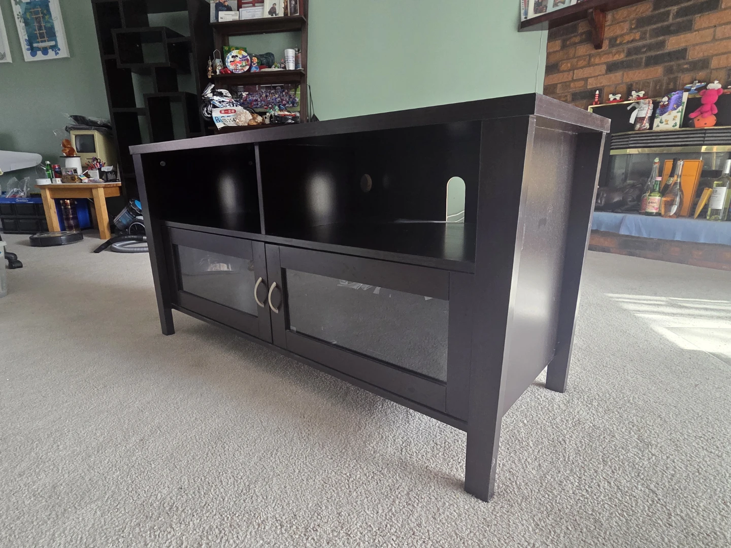 Dark Brown Media Console with Glass Doors - photo 2